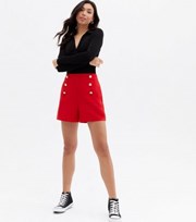 New Look Red Button Front Utility Shorts